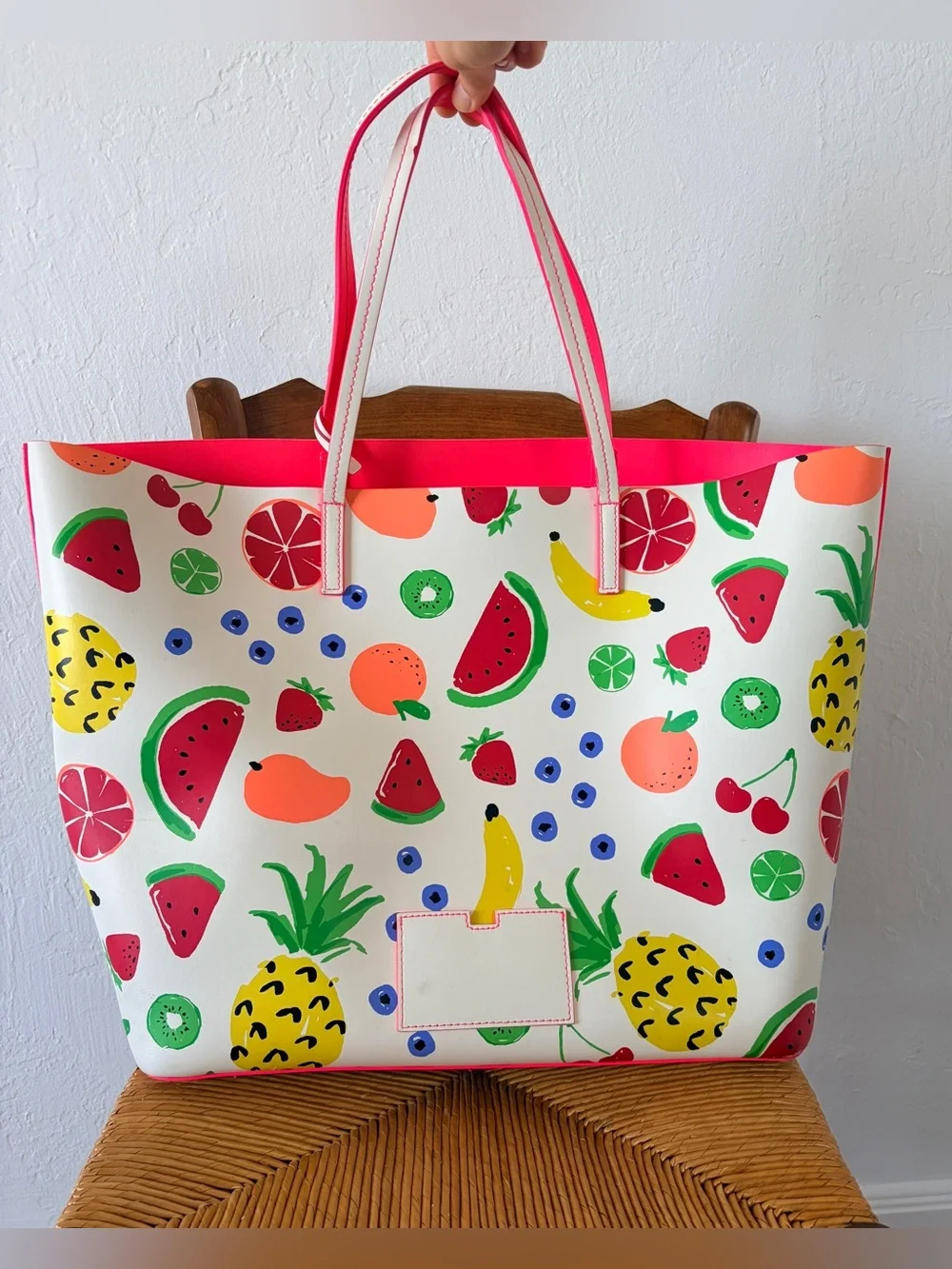kate spade Fruit-Print Tote with Neon Pink
